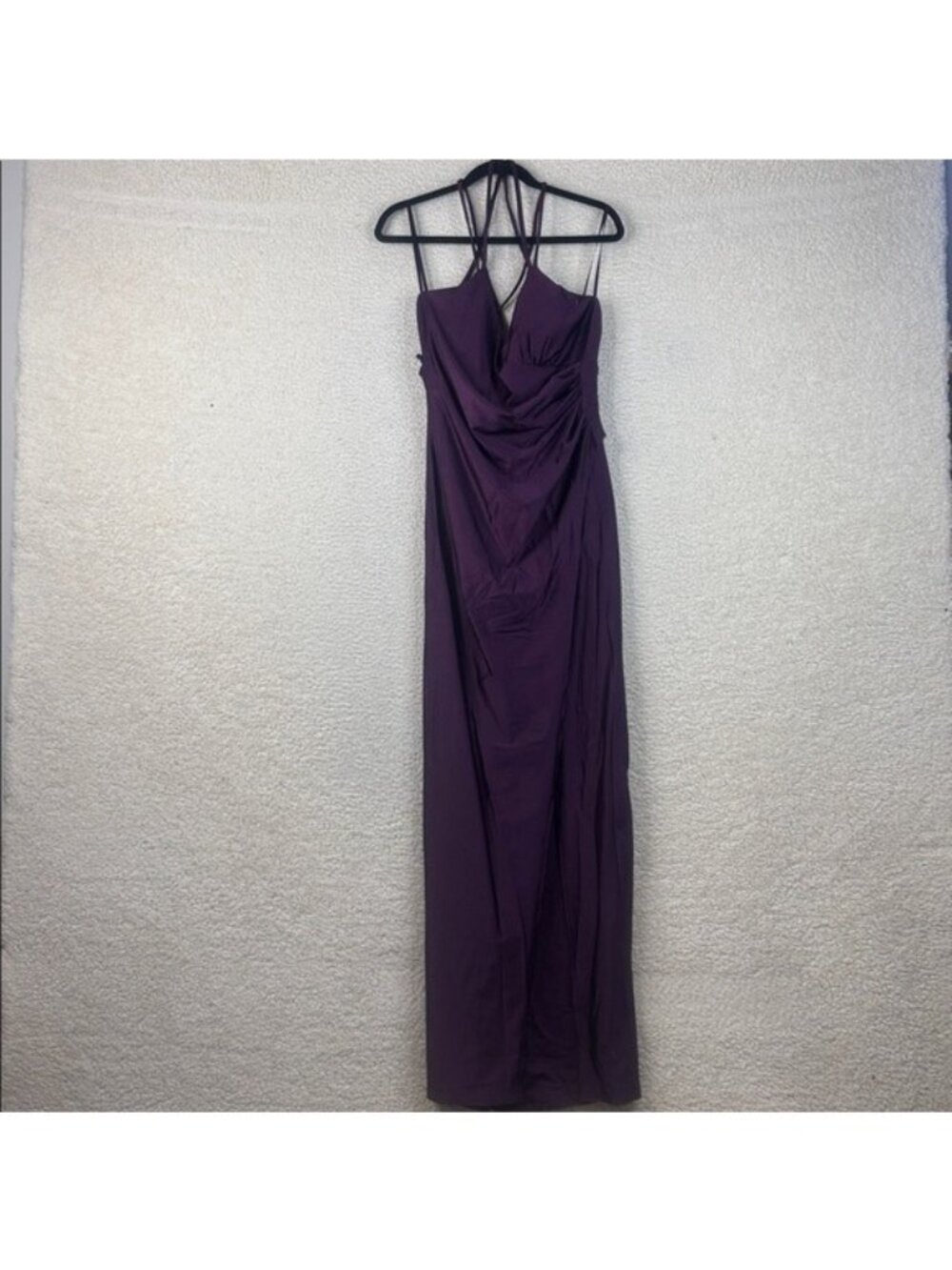 NWT City Studio Womens Purple Surplice Backless High Slit Gown Juniors Size 15